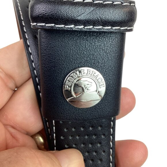 Pebble Beach Mens 40 Leather Golf Belt Perforated Design & Silver Buckle - Picture 5 of 10